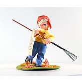 Annalee Thorndike Annalee Doll Steve Raking Leaves 7" Tall USA Made 1998 "Soft Sculpture Art Form"Features:	• Made in Meredith, NH USASize: Approximately 7" TallCondition: Pre-Owned GoodSteve is in very good